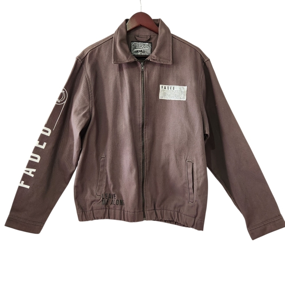 Brooklyn Cloth Brown Leave Me Alone Full Zip Denim Style Jacket Mens Large